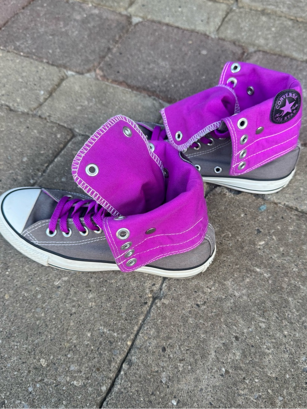 Converse Chuck Taylor Fold Down High Tops Unisex W6/M4 Grey Purple